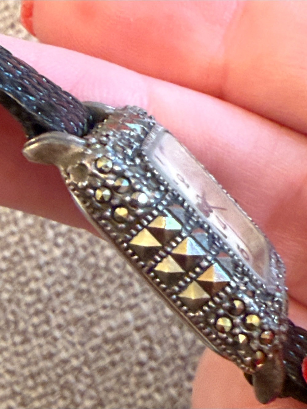 Vintage Judith Jack Sterling Silver Marcasite Watch - Picture 12 of 13